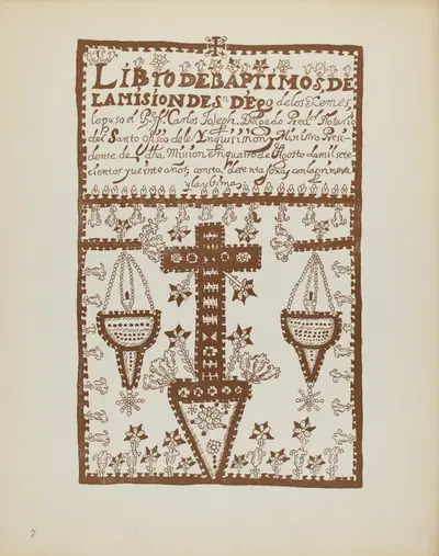 Plate 2: Jemez Book of Baptisms: From Portfolio "Spanish Colonial Designs of New Mexico"