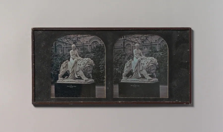 [Stereograph, Crystal Palace, John Bell's Una and the Lion] by London Stereoscopic Company