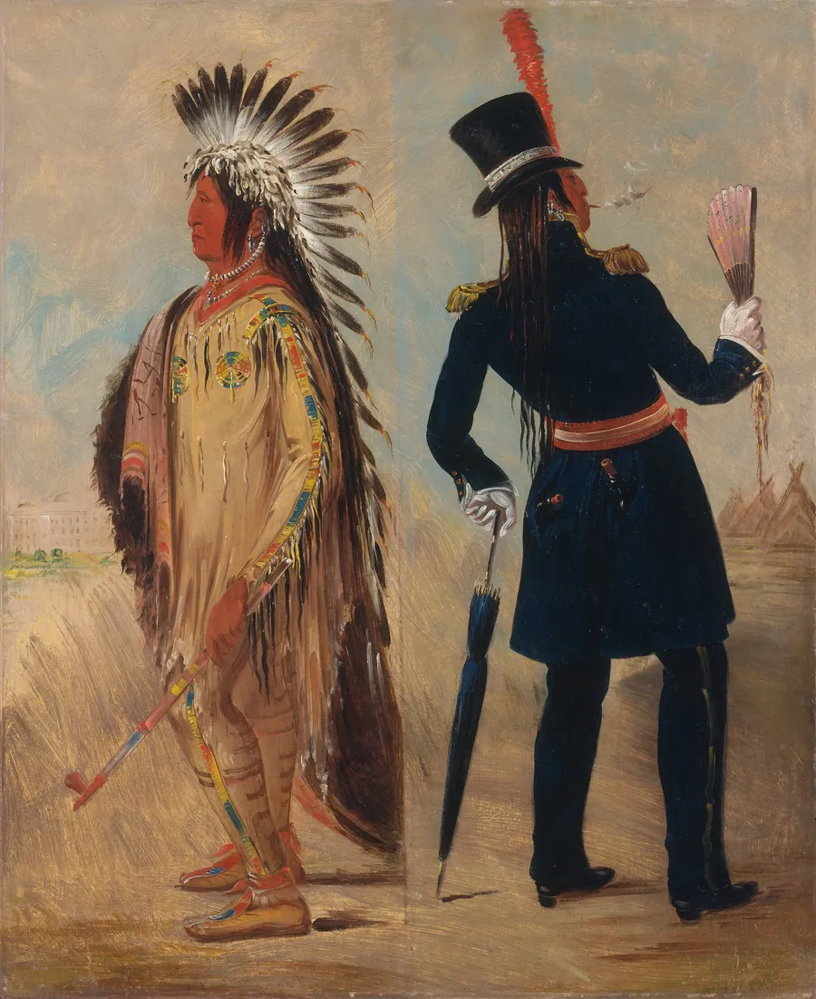 Wi-jún-jon, Pigeon's Egg Head (The Light) Going To and Returning From Washington by George Catlin, born Wilkes-Barre, PA 1796-died Jersey City, NJ 1872