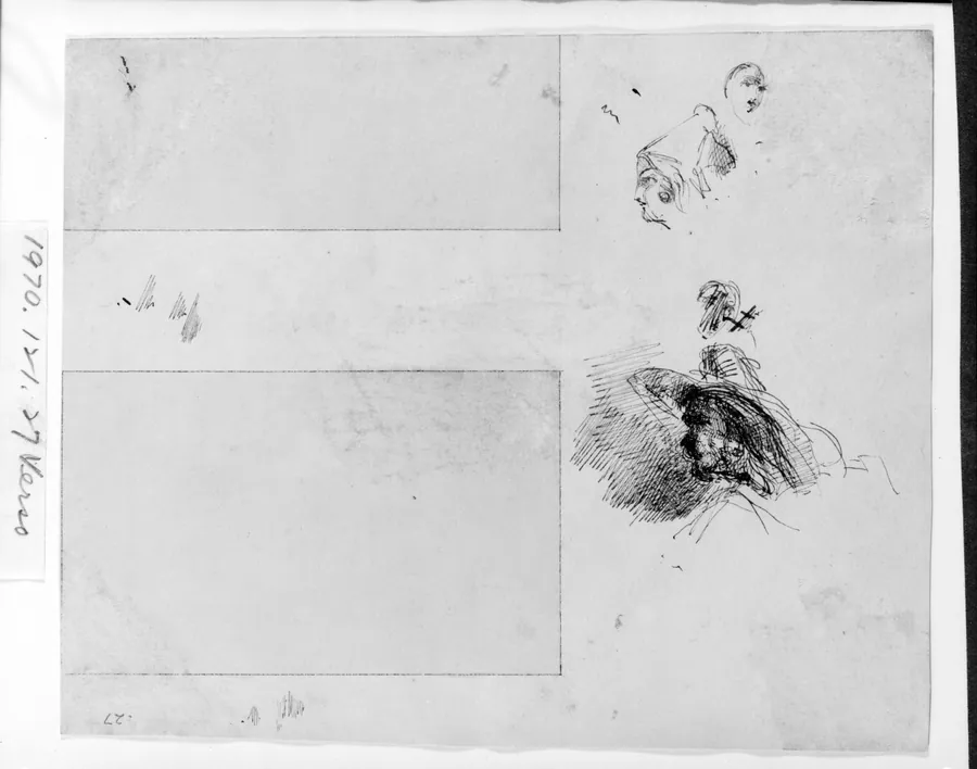 Two Profile Studies; One Sketch of a Head (from Sketchbook) by James McNeill Whistler