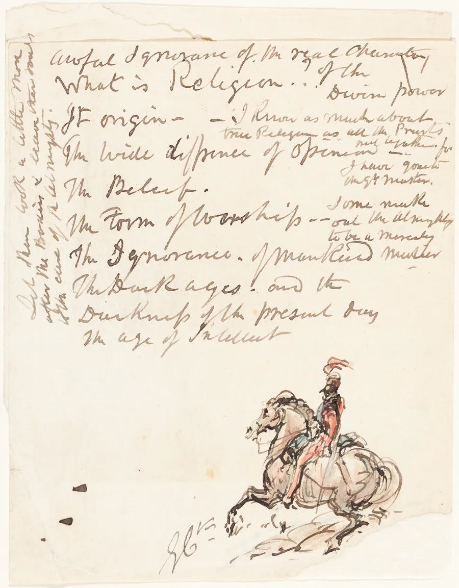Sketch of Mounted Hussar by George Cruikshank