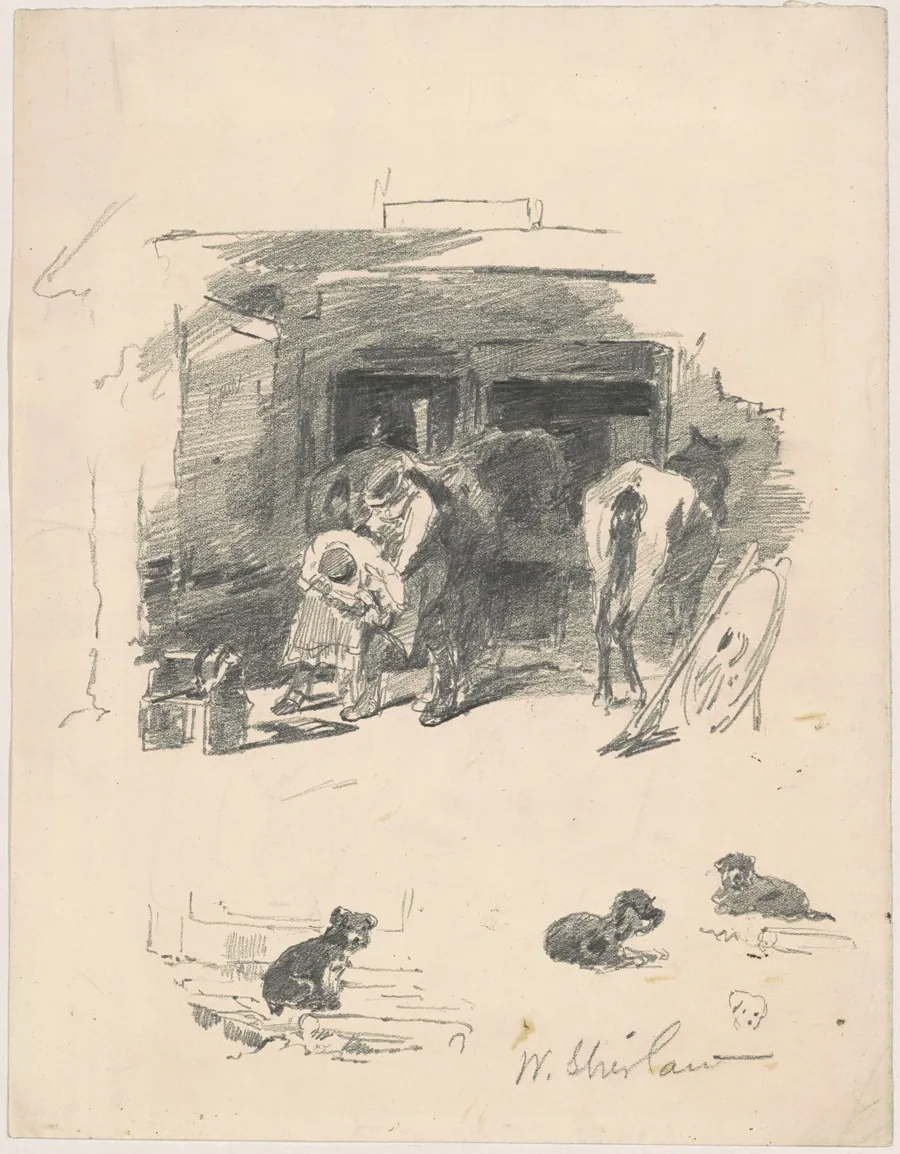 Men Shoeing a Horse by Walter Shirlaw