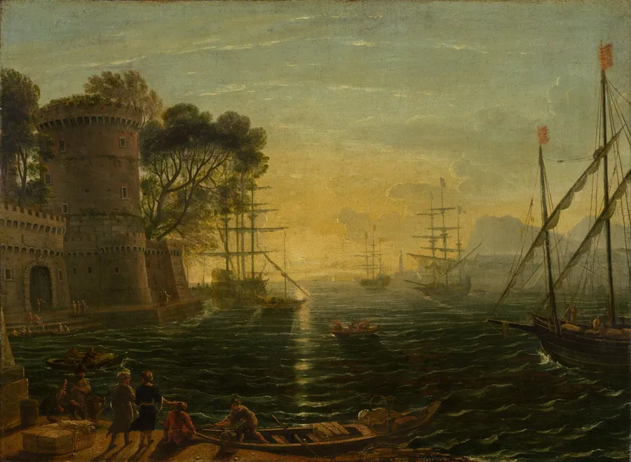 Harbor at Sunset by Anonymous Artist
