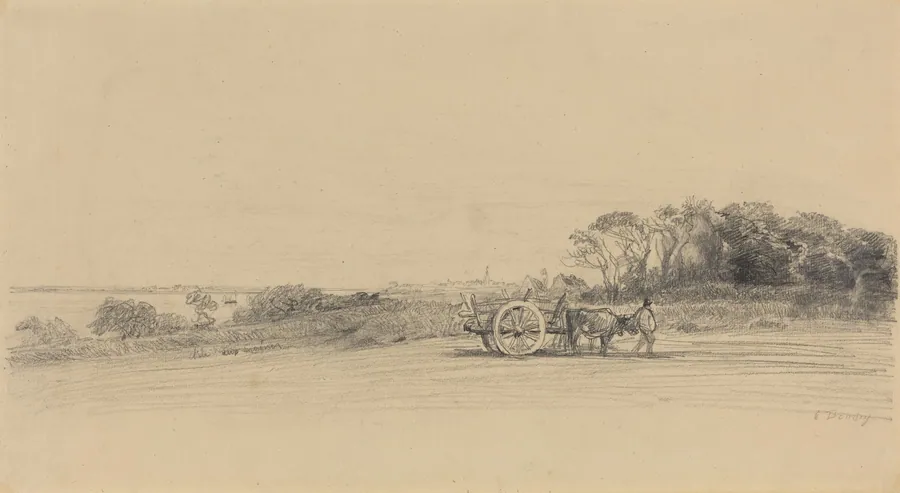 L'Ile aux Moines with Figure and Cart by Eugène Boudin