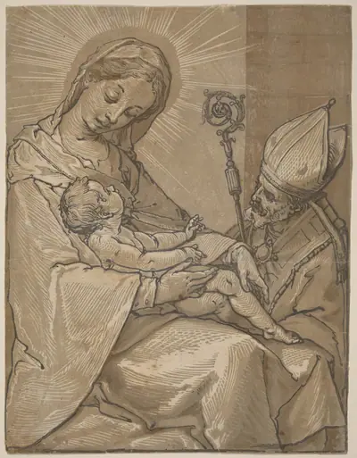 Madonna and Child with a Bishop