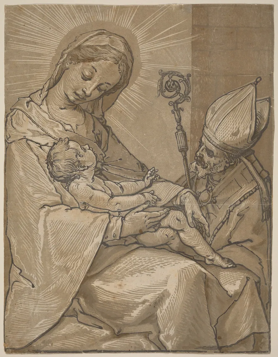 Madonna and Child with a Bishop by Andrea Andreani