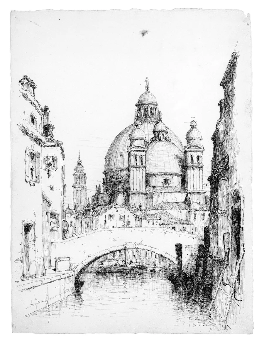 Rio Santa Croce e Santa Maria della Salute, Venice by Andrew Fisher Bunner