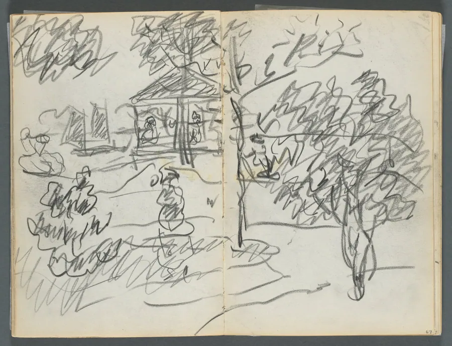 Sketchbook, The Dells, N° 127, page 066 & 67: Landscape by Maurice Prendergast