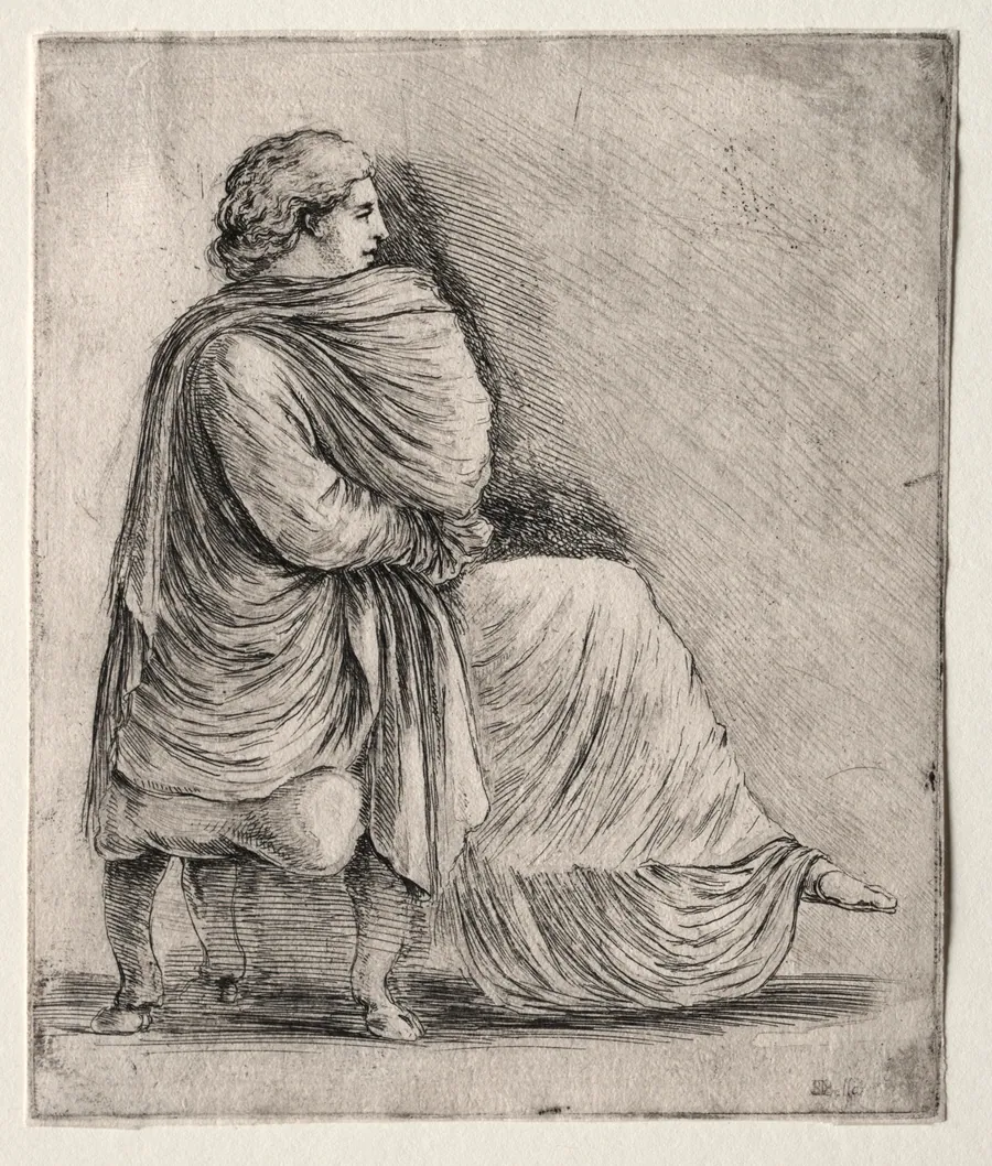 Woman Seated on a Stool by Stefano Della Bella