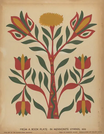 Drawing for Plate 7: From Portfolio "Folk Art of Rural Pennsylvania"