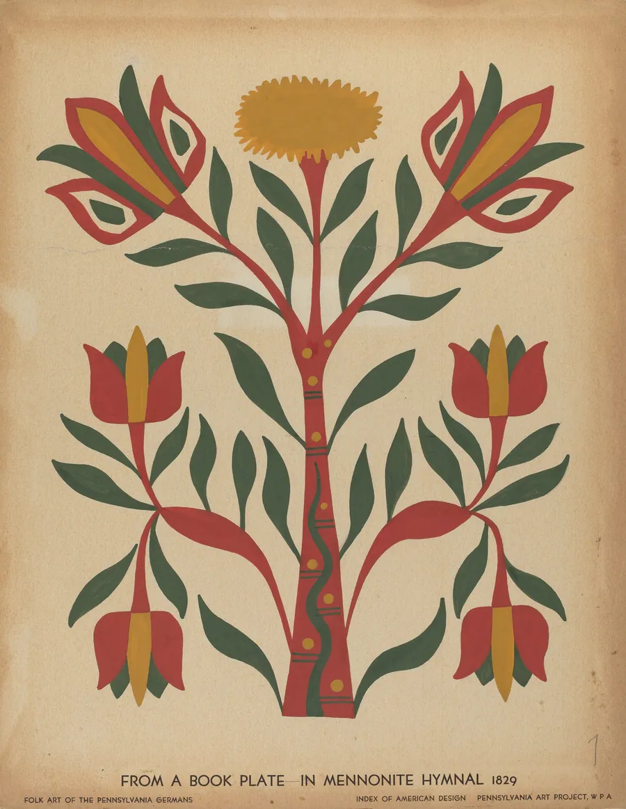 Drawing for Plate 7: From Portfolio "Folk Art of Rural Pennsylvania" by American 20th Century