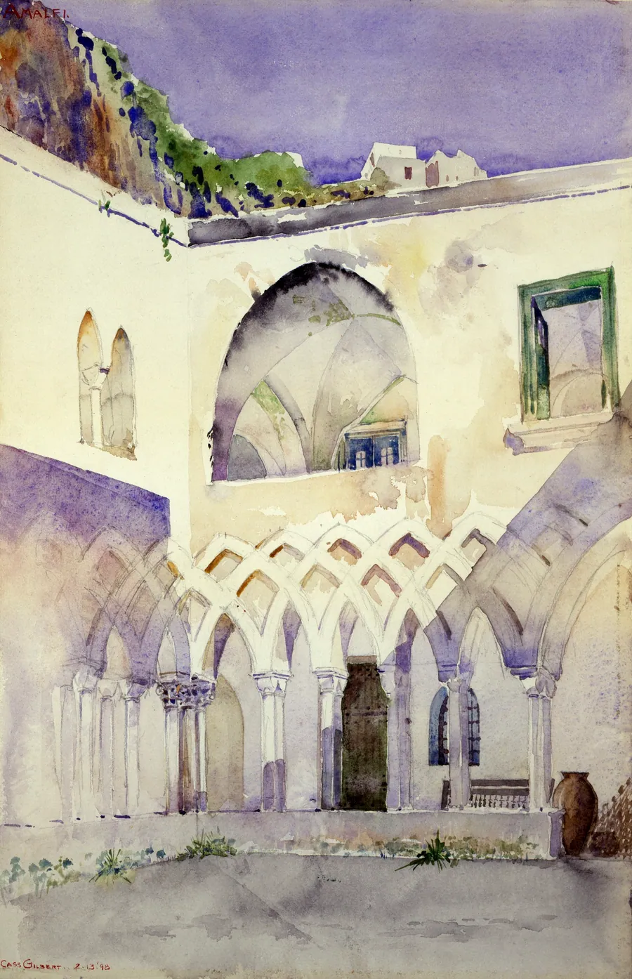 Courtyard, Capucine Monastery, Amalfi by Cass Gilbert, born Zanesville, OH 1858-died Brockenhurst, England 1934