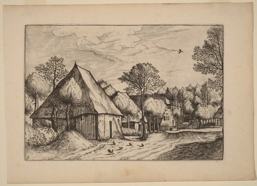 A Farmyard with a Draw Well by Johannes van Doetechum the Elder