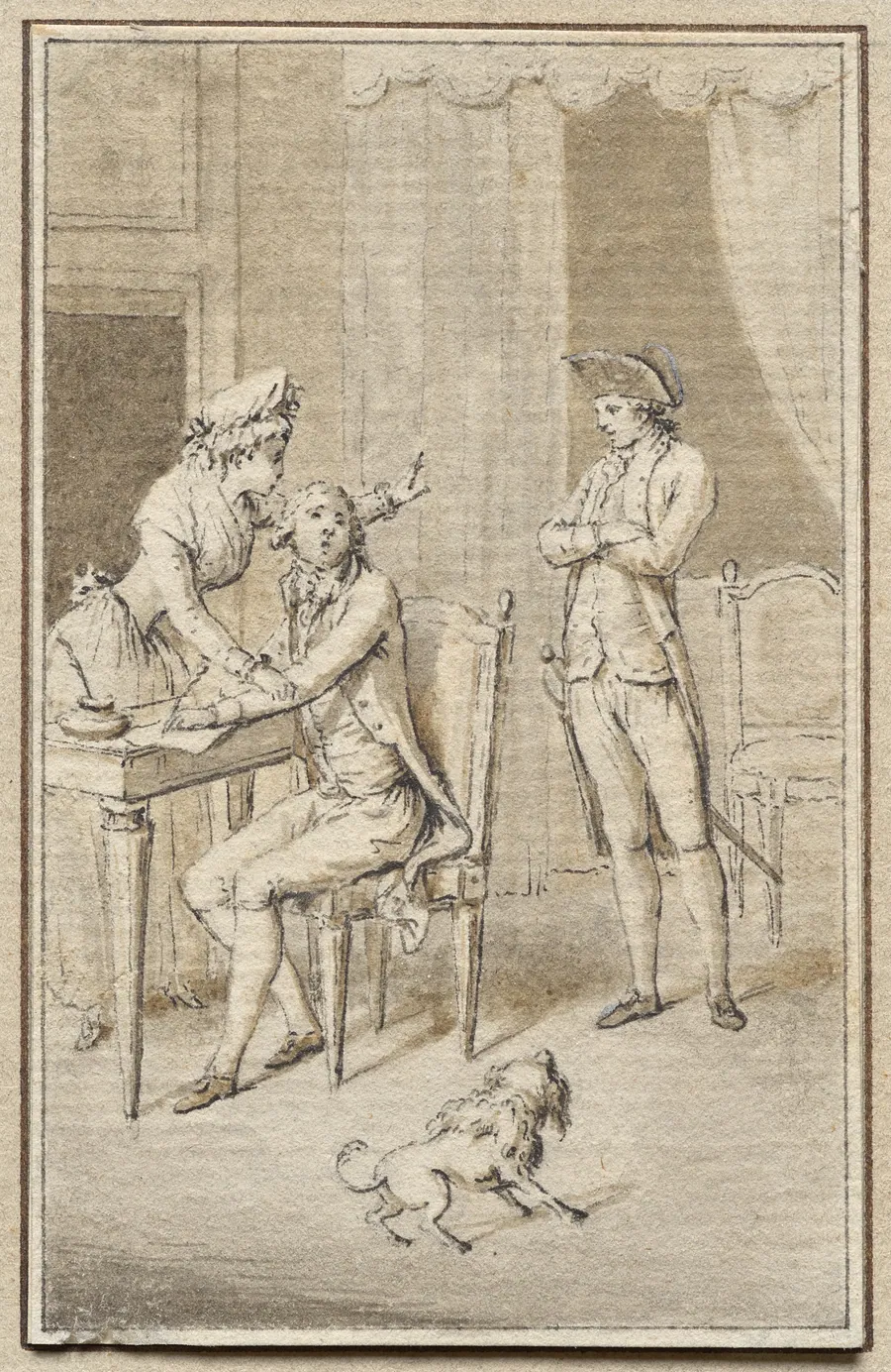 Three Figures with a Dog by Jean-Michel the Younger Moreau