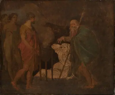Odysseus rådspørger i underverdenen spåmanden Teiresias