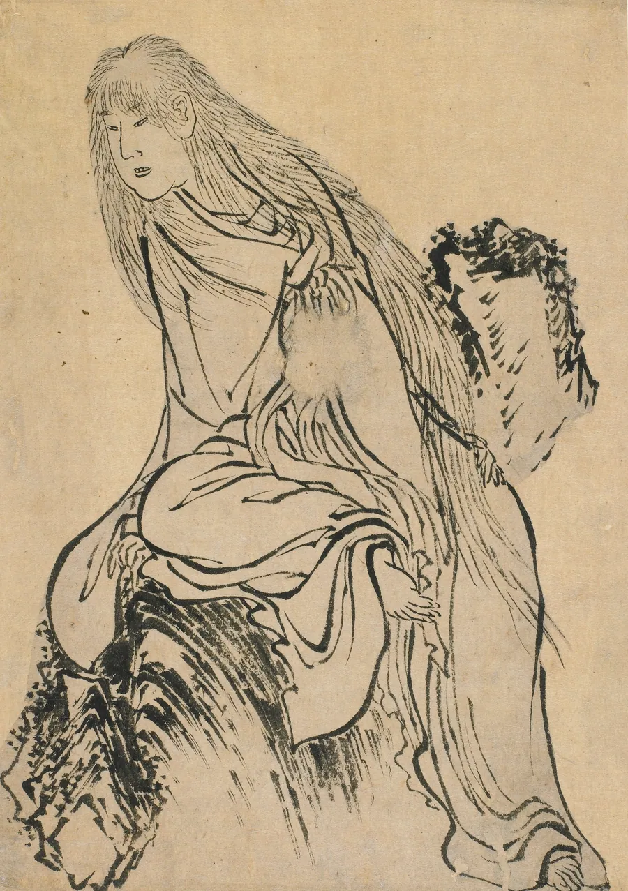 Hermit resting on a rock by Katsushika Hokusai 葛飾北斎 (1760-1849)