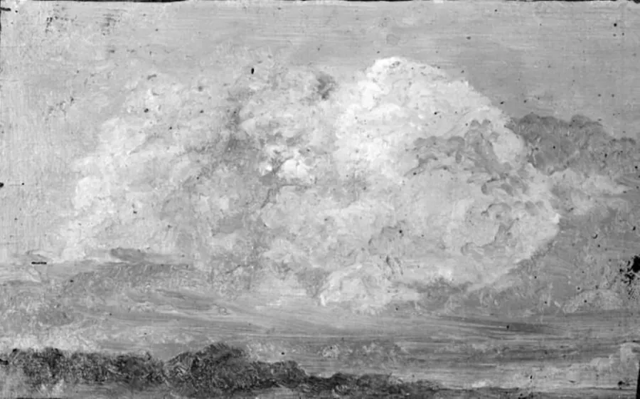Hvid og rosa sky på lyseblå himmel by Lorenz Frølich
