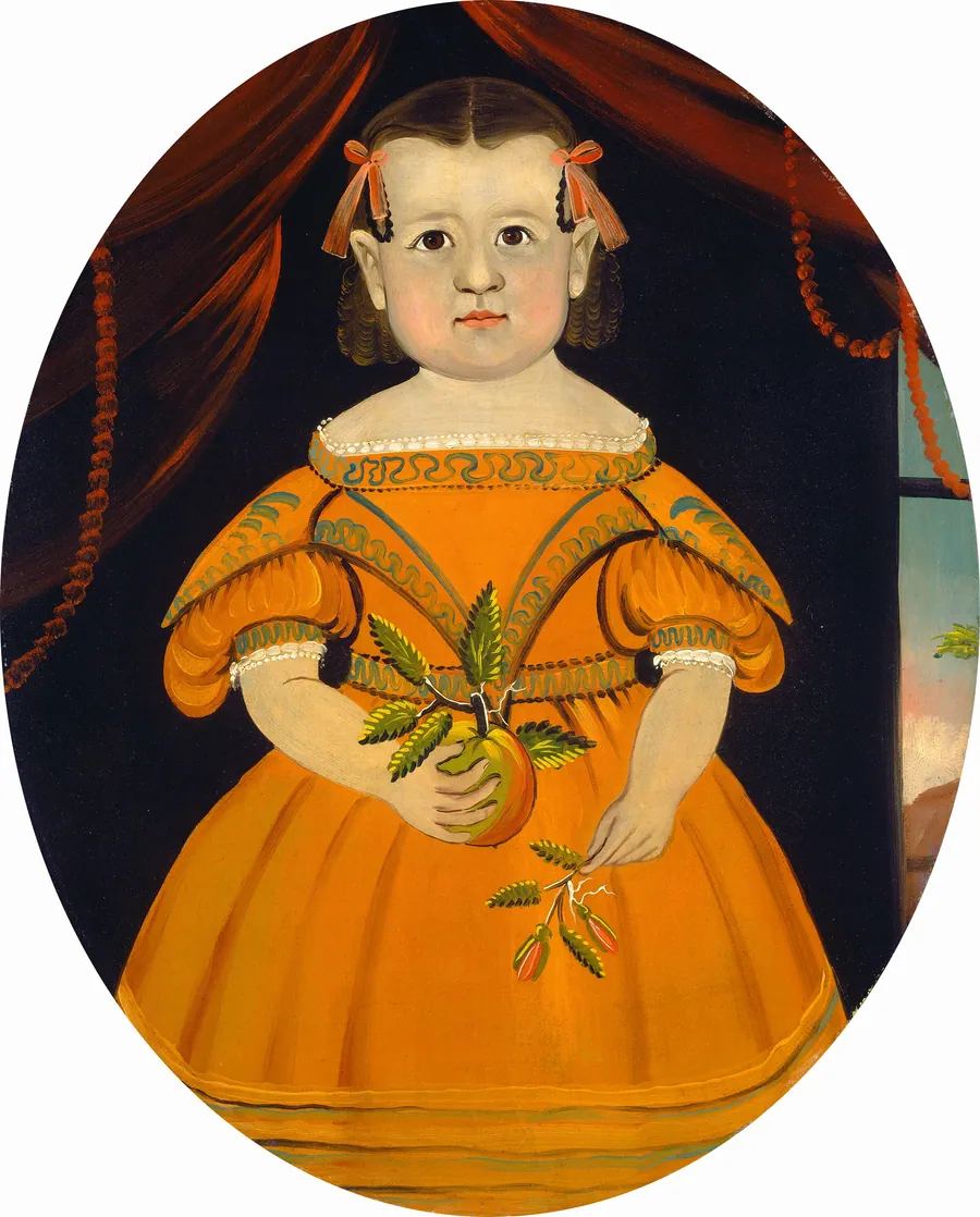 Little Girl Holding Apple by Sturtevant J. Hamblin