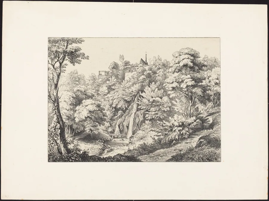 Rear View of the Convent with Waterfall by Ernst Fries