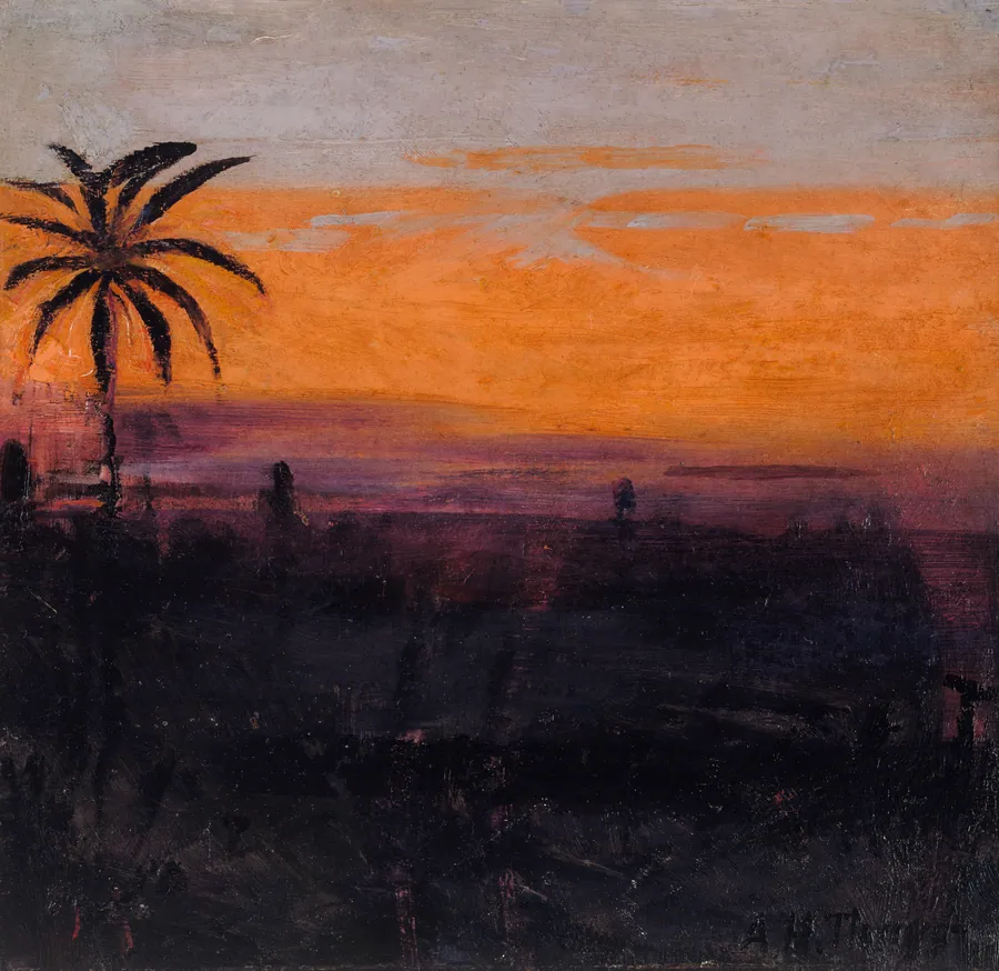 The Sky Simulated by Red Flamingoes, study for book Concealing Coloration in the Animal Kingdom by Abbott Handerson Thayer, born Boston, MA 1849-died Dublin, NH 1921