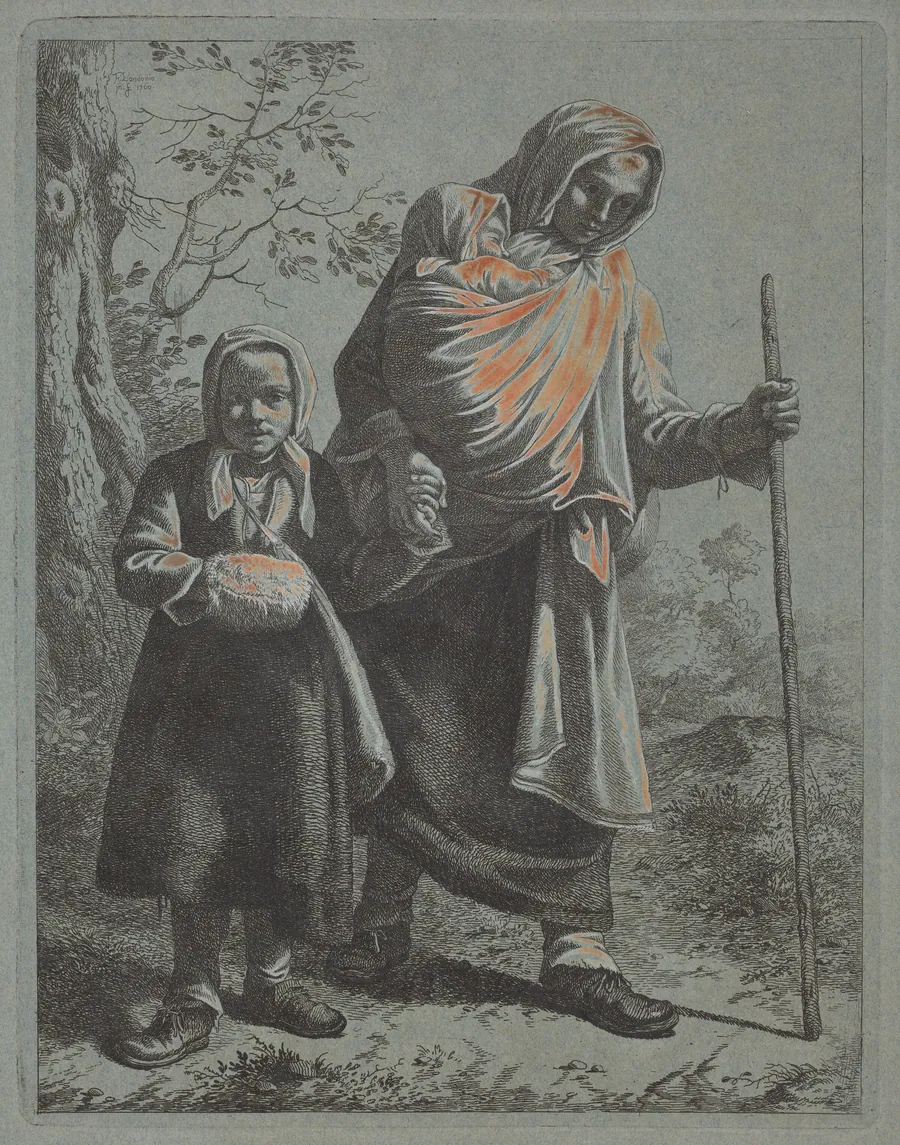 Peasant Woman with Baby and Little Girl by Francesco Londonio