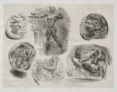 Sheet with Six Antique Medals