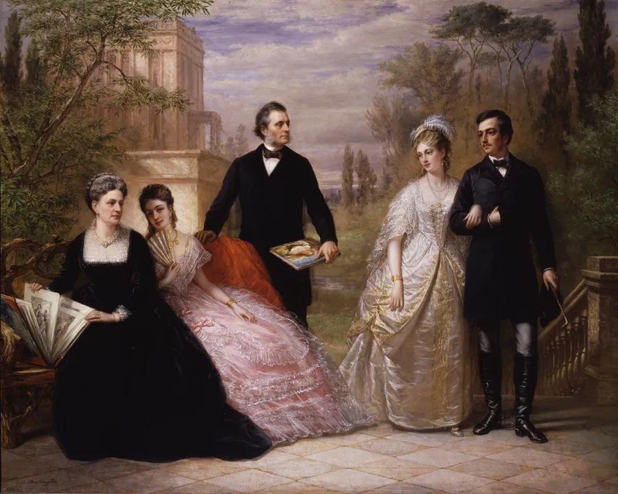 The Field Family in a Garden by Daniel Huntington, born New York City 1816-died New York City 1906