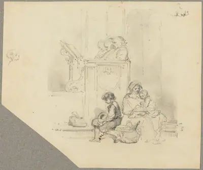 Figures at a Church Service