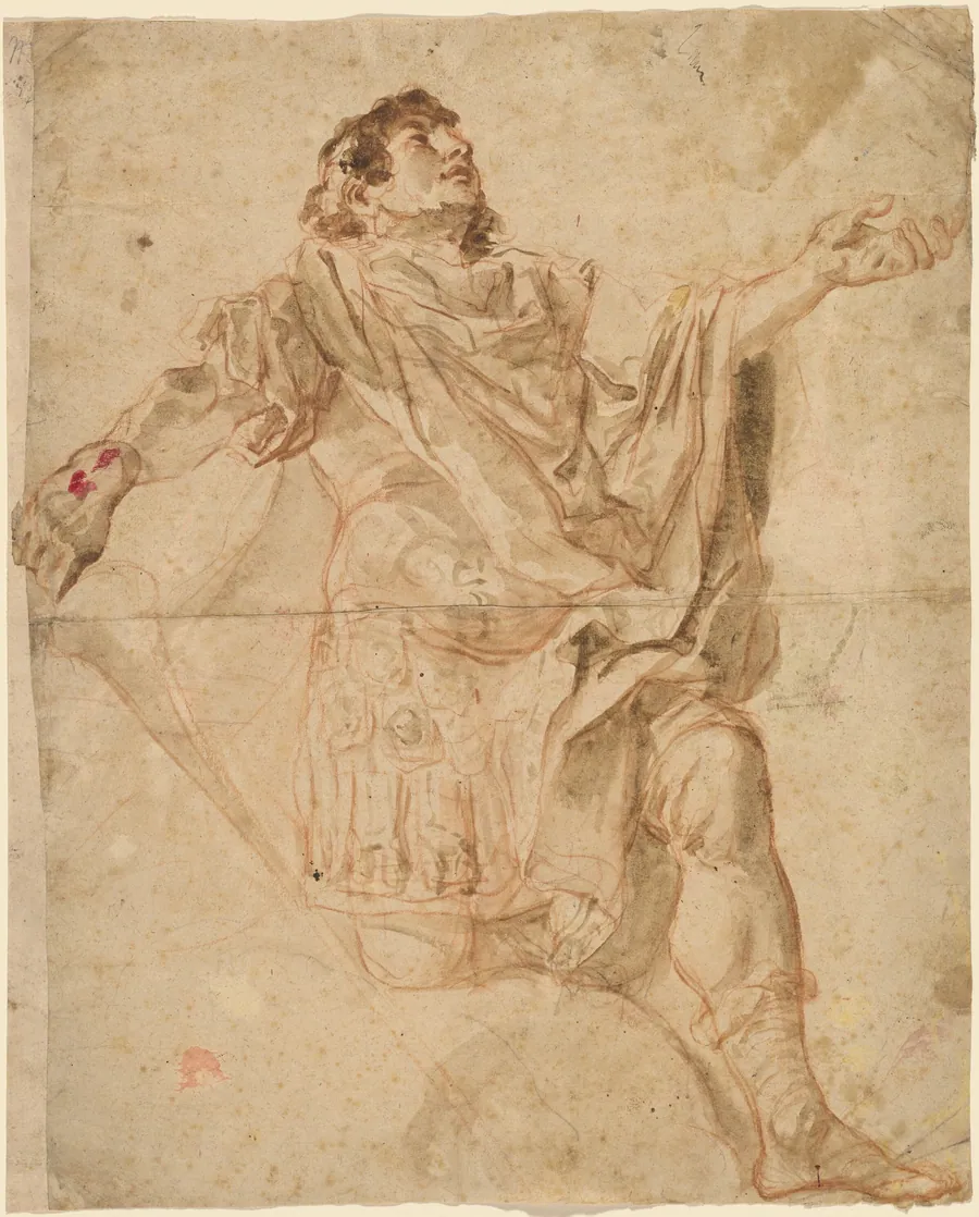 Saint George Kneeling (recto) by Cosmas Damian Asam