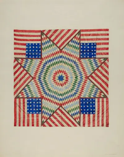 Star and Flag Design Quilt