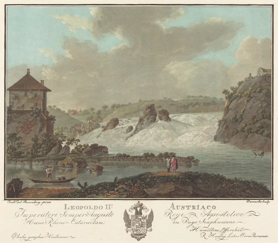 Falls of Schaffhausen by Charles-Melchior Descourtis