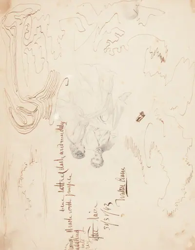 Sketch of a Couple Seated with Cloud Studies [verso]