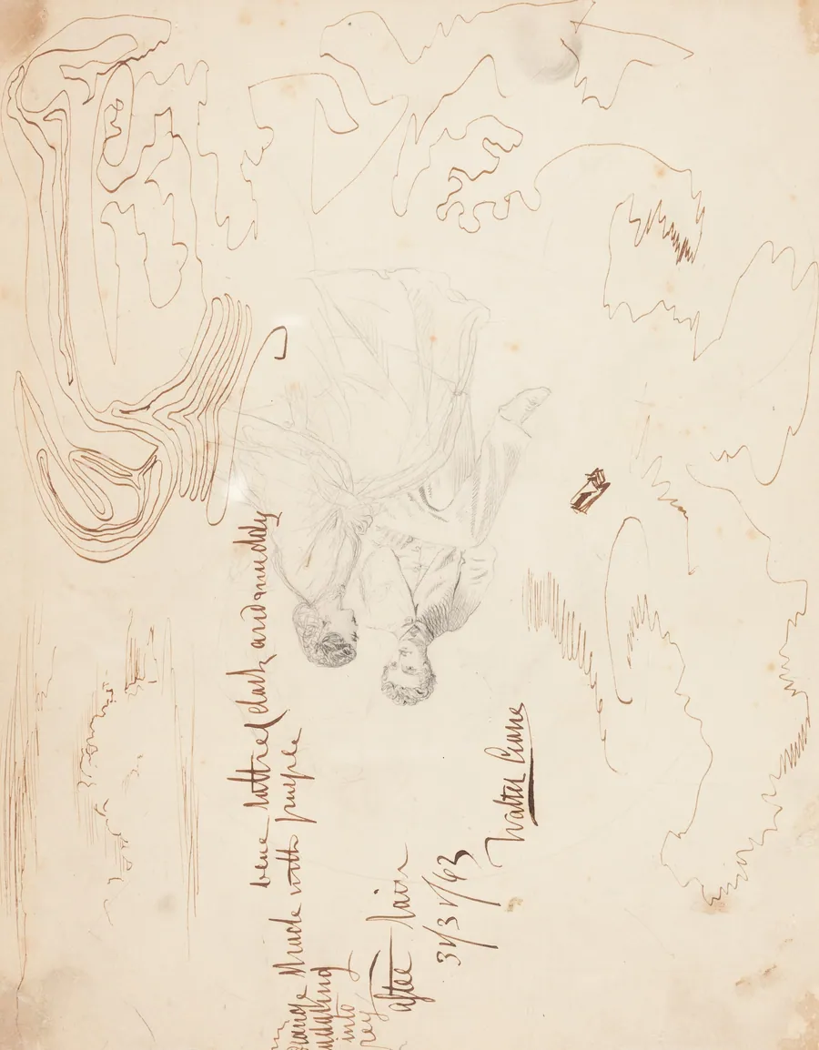 Sketch of a Couple Seated with Cloud Studies [verso] by Walter Crane