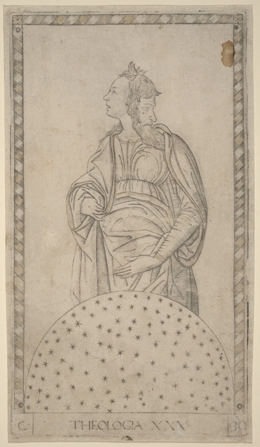 Theologia (Theology) by Master of the E-Series Tarocchi