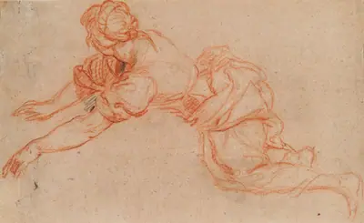 Young Woman Kneeling and Reaching Forward [verso]