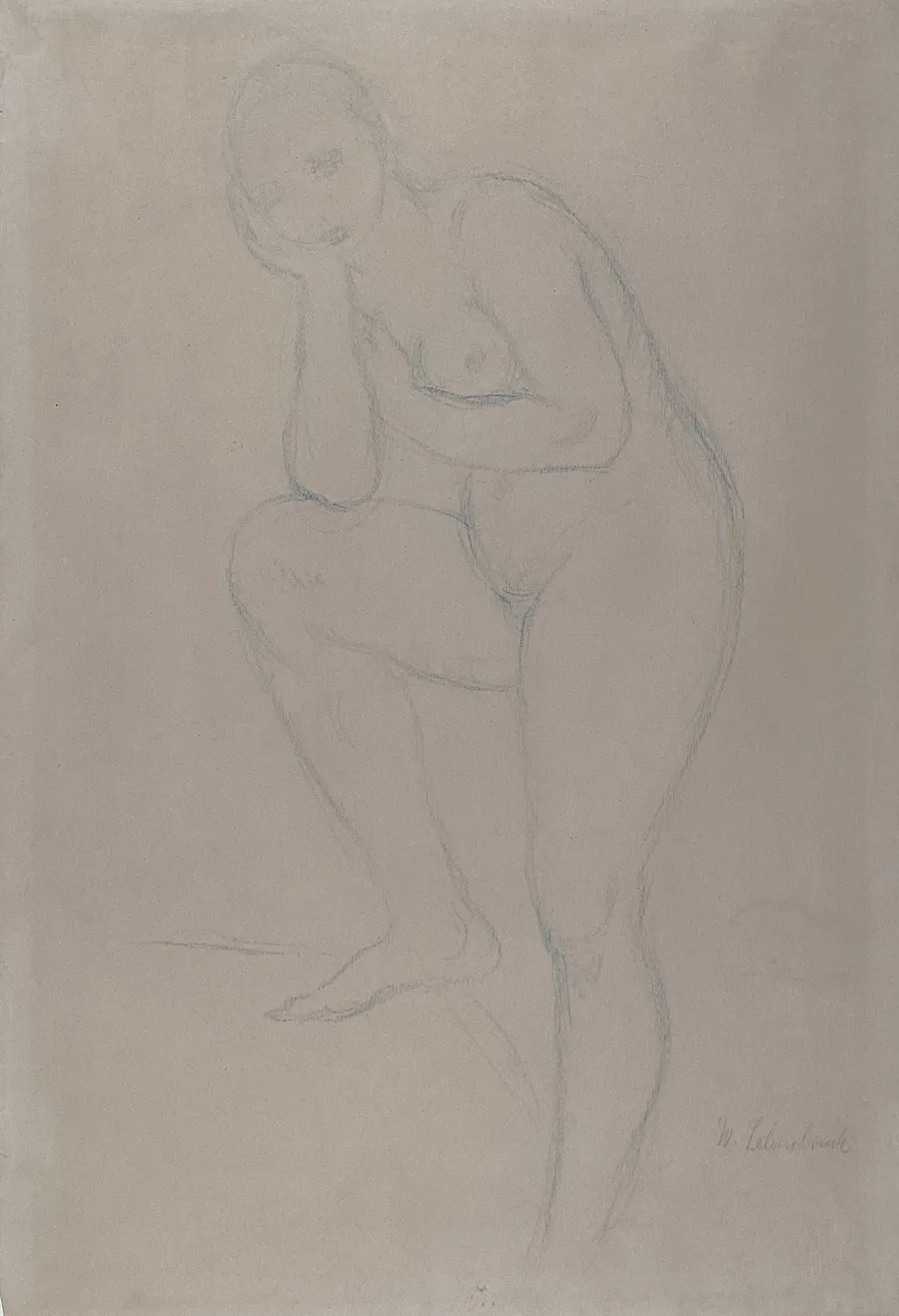 Standing Nude model, Facing Left by Wilhelm Lehmbruck