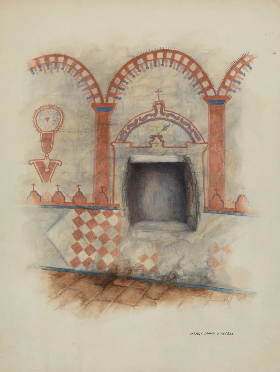 Wall Painting and Baptismal Niche by Harry Mann Waddell