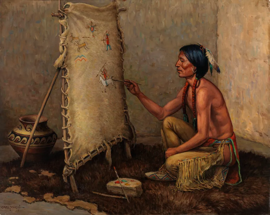 Indian Artist by Carl Moon, born Wilmington, OH 1879-died San Francisco, CA 1948