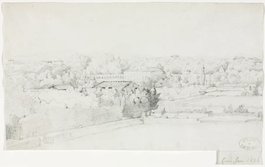 View of the Villa Borghese and its Orangerie from the Villa Medici by Frederic Bourgeois de Mercey