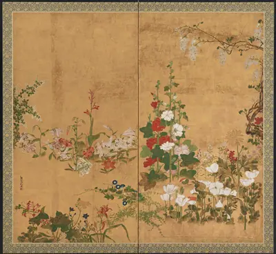 Flowers 花木図屏風