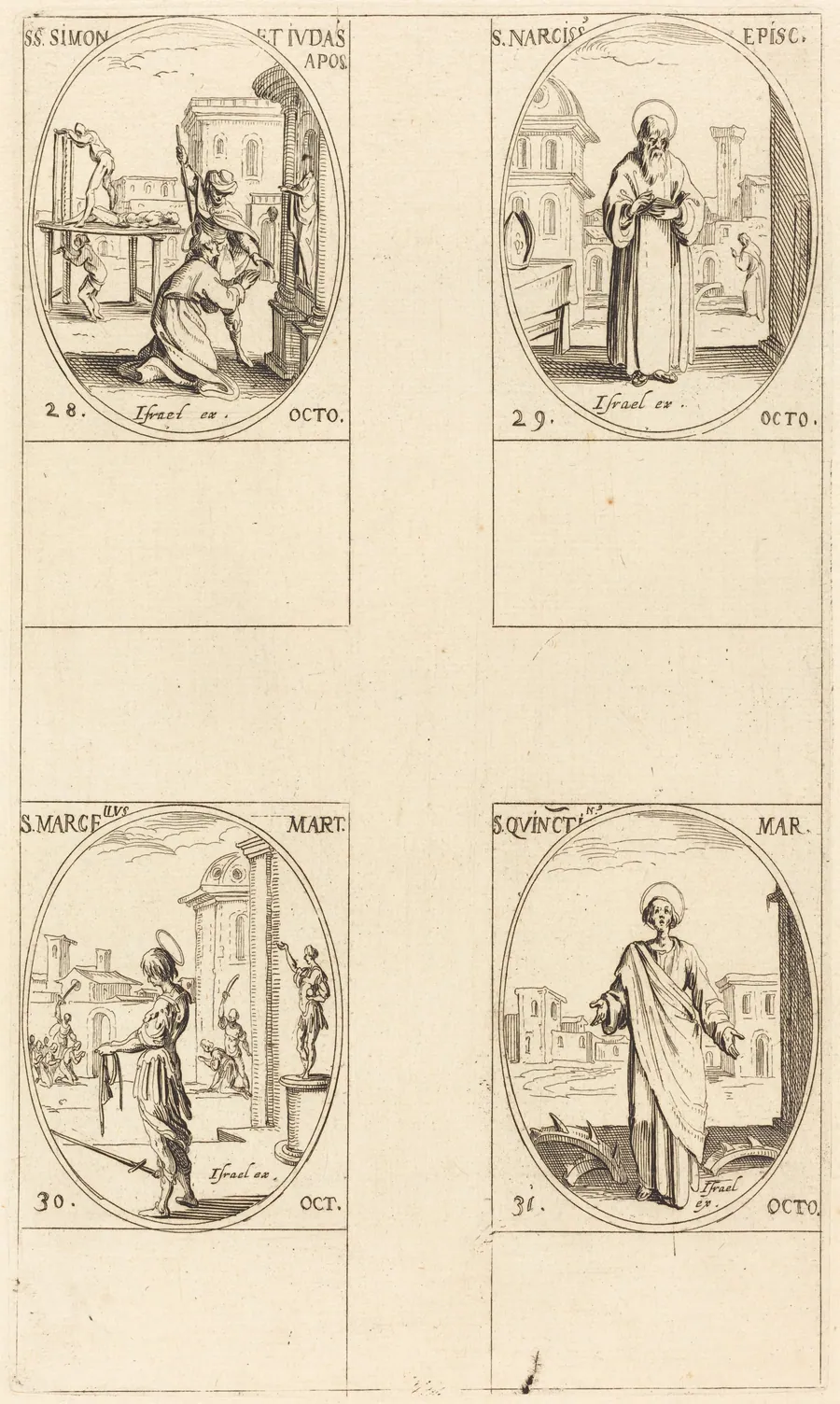 Sts. Simon and Jude, Apostles; St. Narcissus; St. Marcellus; St. Quintin by Jacques Callot