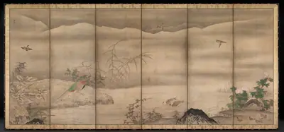 Birds and Flowers in a Landscape of the Four Seasons
