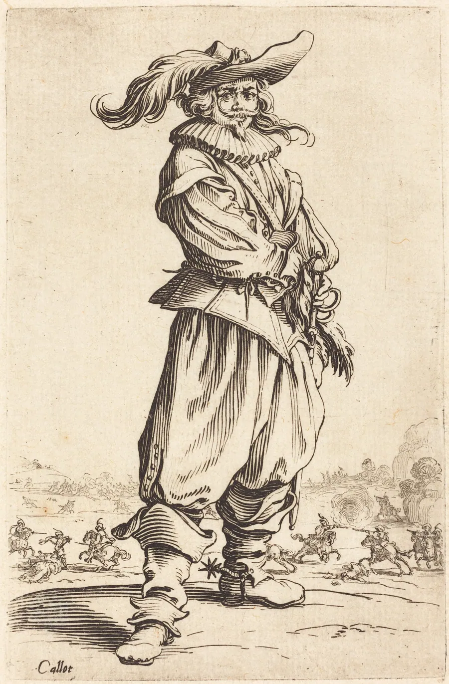 Soldier with Feathered Hat by Jacques Callot