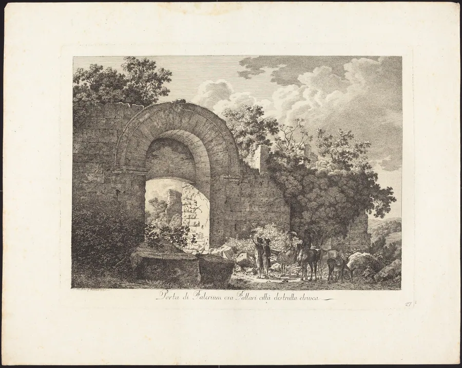 Porta di Falerium ora Fallari città destrutta etrusca by Jacob Wilhelm Mechau