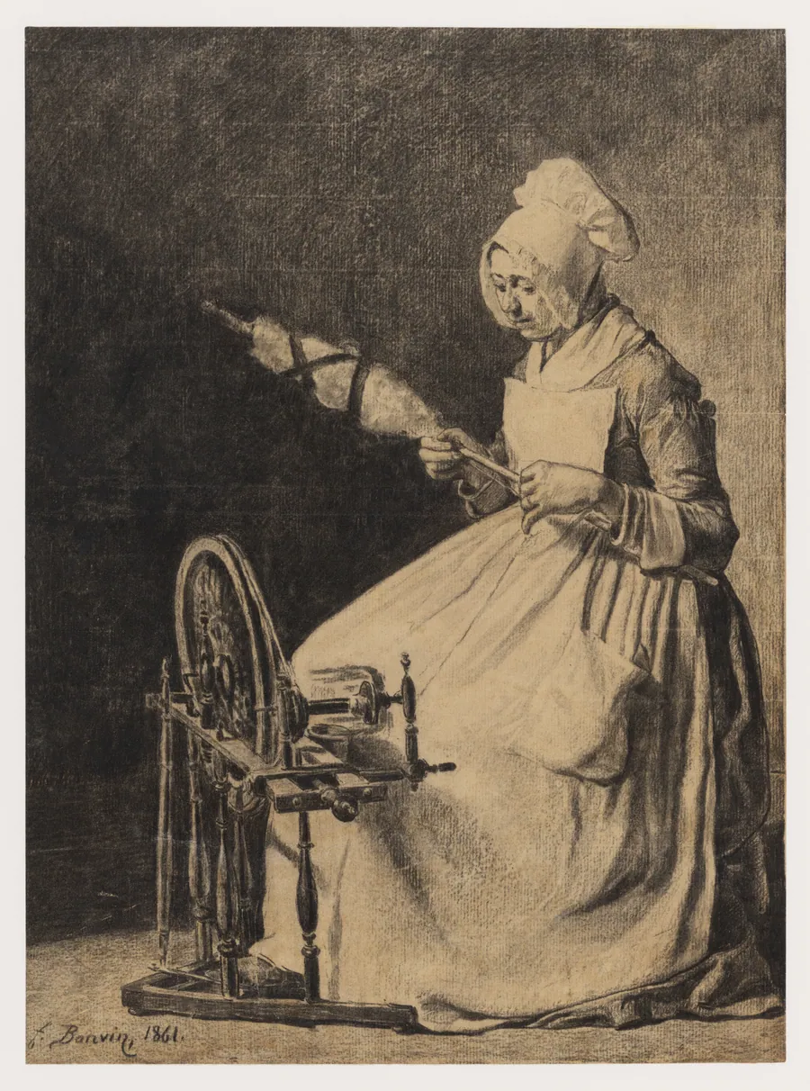 A Woman Spinning Flax by François Bonvin