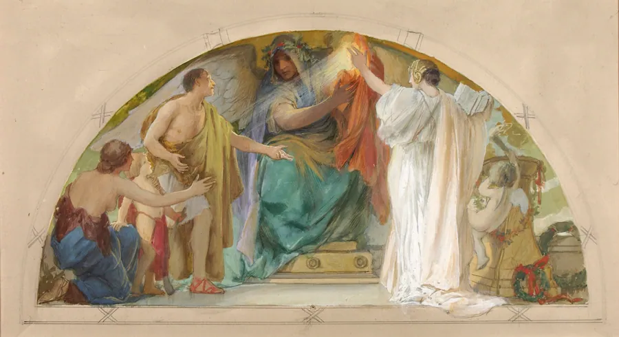 Firm Belief--Truth, Boldness, Self-Reliance (study for over-door, Old Senate Office Building) by Louis Schaettle, born Chicago, IL 1867-died New York City 1917