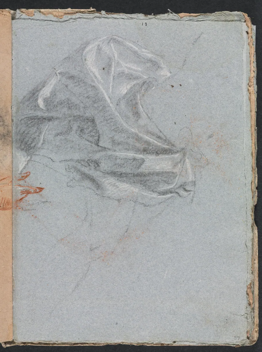 Verona Sketchbook: Drapery study (page 37) by Francesco Lorenzi