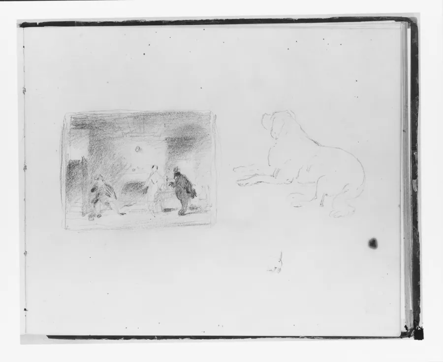 Study for the "City and Country Beaux"; Sketch of a Hound (from Sketchbook) by Francis William Edmonds