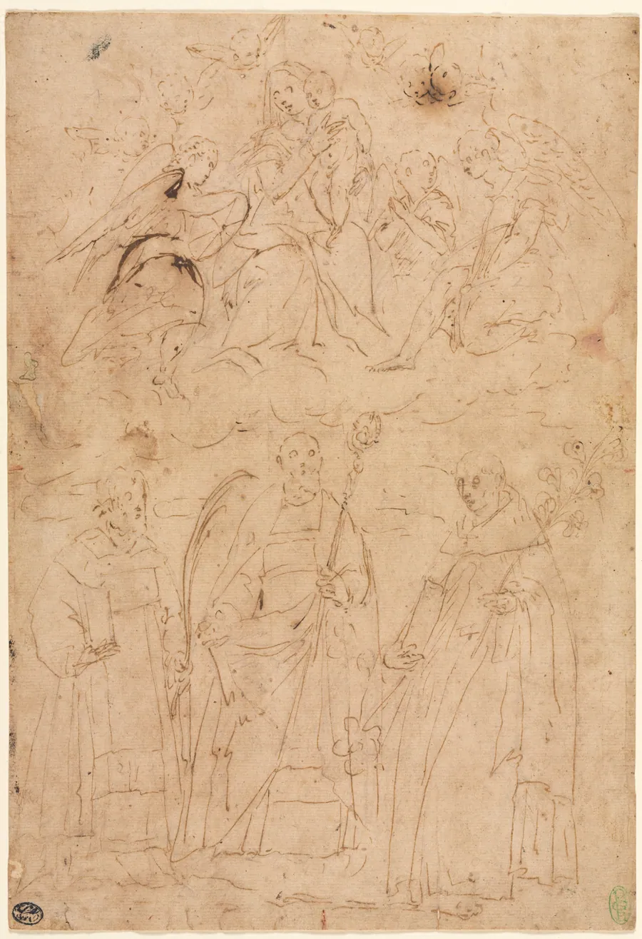 Madonna and Child in Glory above Three Saints by Giovanni Battista Paggi