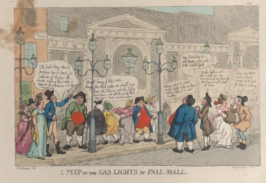 A Peep at the Gas Lights in Pall-Mall by Thomas Tegg